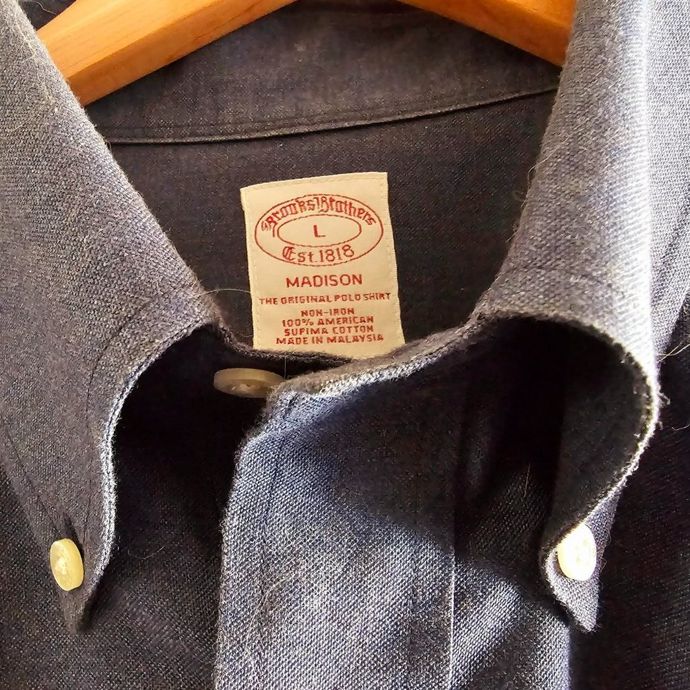 Brooks Brothers - Blue Madison Fit Non Iron 100% Supima Cotton - Size LG